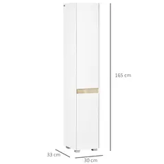 kleankin Tall Bathroom Cabinet with Adjustable Shelves, 5-Tier Modern Freestanding Tallboy with Storage Cabinets, White - 3