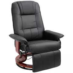 HOMCOM Reclining Swivel Chair, with Footrest - Black - 1