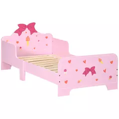 ZONEKIZ Princess-Themed Kids Toddler Bed w/ Cute Patterns, Safety Rails, for Ages 3-6 Years - Pink - 1