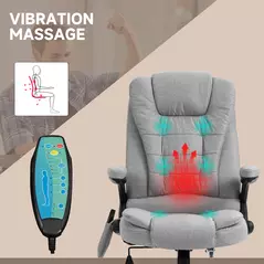 Vinsetto Office Chair, Ergonomic Fabric Desk Chair with 6-Point Massage and Back Heated, Arms, Lumbar Support, Light Grey - 4