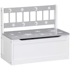 ZONEKIZ 2 In 1 Kids Storage Bench, Toy Box w/ Safety Rod - Grey - 1
