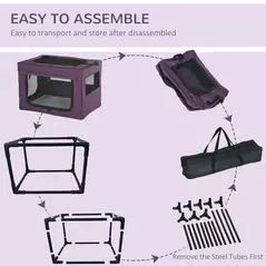 PawHut 60cm Pet Carrier, with Cushion, for Miniature Dogs - Purple - 7