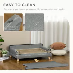 PawHut Dog Sofa, with Wooden Legs, Water-Resistant Fabric, for Medium & Large Dogs - Grey - 5