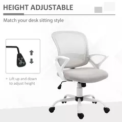 Vinsetto Office Chair Mesh Swivel Desk Chair with Lumbar Back Support Adjustable Height Armrests Grey - 4