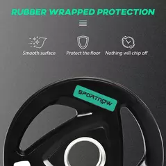 SPORTNOW Two 10kg Olympic Weight Plates, Tri-Grip Rubber-Coated Barbell Weights, with 5cm Holes, for Home, Gym, Office - 5