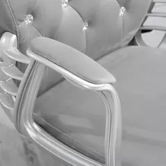 Vinsetto Office Chair, Swivel Desk Chair, Velvet Vanity Chair with Adjustable Height and Rolling Wheels for Home Work Study, Grey - 9