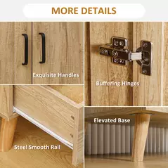 HOMCOM 2 Door Wardrobe, Modern Wardrobe with 2 Drawer and Hanging Rail for Bedroom, Natural - 5