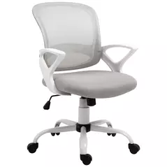Vinsetto Office Chair Mesh Swivel Desk Chair with Lumbar Back Support Adjustable Height Armrests Grey - 1