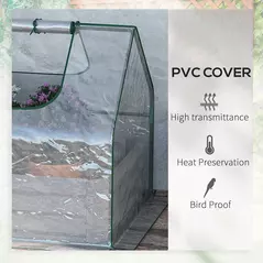 Outsunny Raised Garden Bed with Greenhouse, Steel Planter Box with Plastic Cover, Roll Up Window, Dual Use for Flowers, Vegetables, Fruits and Herbs, 185L x 95W x 92H cm, Clear - 6