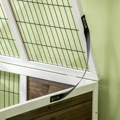 PawHut Wooden Rabbit Hutch, Guinea Pig Cage, with Removable Tray, Openable Roof - 8