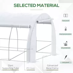 Outsunny 6 x 3 x 2 m Polytunnel Greenhouse with Roll-up Side Walls, Walk-in Grow House Tent with Steel Frame, Reinforced Cover, Zipped Door and 12 Mesh Windows for Garden, White - 5
