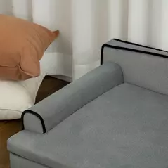 PawHut Dog Sofa, with Wooden Legs, Water-Resistant Fabric, for Medium & Large Dogs - Grey - 9