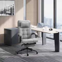 Vinsetto Office Chair with Footrest Ergonomic Office Chair with Armrests Lumber Support and Headrest Light Grey - 2