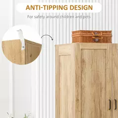 HOMCOM 2 Door Wardrobe, Modern Wardrobe with 2 Drawer and Hanging Rail for Bedroom, Natural - 6