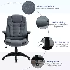 Vinsetto Ergonomic Office Chair Comfortable Desk Chair with Armrests Adjustable Height Reclining and Tilt Function Dark Grey - 8