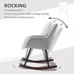 HOMCOM Rocking Chair Reading Accent Armchair with Steel Frame Sponge Padded for Living Room, Dining Room, Office, Balcony, Grey and Black - 5