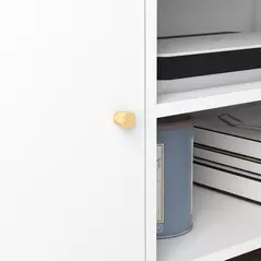 HOMCOM TV Stand Cabinet up to 55 Inches, TV Unit with Storage Shelves and Wood Legs for Living Room, Bedroom, White - 8