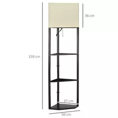HOMCOM Tall Triangle Corner Shelf Floor Lamp Modern with Chain Switch for Living Room Bedroom, Black - 3