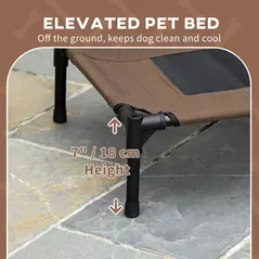 PawHut Raised Dog Bed Waterproof Elevated Pet Cot with Breathable Mesh UV Protection Canopy Brown, for Small Dogs, 61 x 46 x 62cm - 7