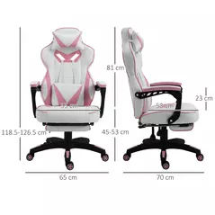 Vinsetto Computer Gaming Chair, Racing Desk Chair with Lumbar Support and Footrest, PU Leather Gamer Chair with Headrest and Swivel Wheels for Home, Pink - 3