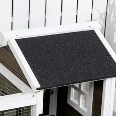 PawHut Wooden Rabbit Hutch, Guinea Pig Cage, with Removable Tray, Wheels - Brown - 9