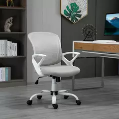 Vinsetto Office Chair Mesh Swivel Desk Chair with Lumbar Back Support Adjustable Height Armrests Grey - 2
