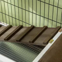 PawHut Wooden Rabbit Hutch, Guinea Pig Cage, with Removable Tray, Openable Roof - 9