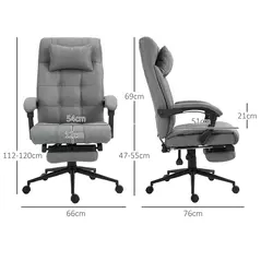 Vinsetto Office Chair with Footrest Ergonomic Office Chair with Armrests Lumber Support and Headrest Light Grey - 3