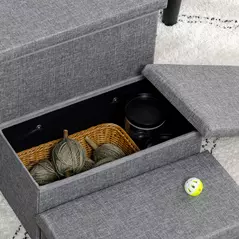 PawHut 3 Steps Pet Stairs, with Storage Boxes, for Bed, Couches - Grey - 8