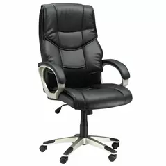 HOMCOM Home Office Chair High Back Computer Desk Chair with Faux Leather Adjustable Height Rocking Function Black - 1
