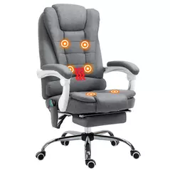 Vinsetto Heated 6 Points Vibration Massage Executive Office Chair Adjustable Swivel Ergonomic High Back Desk Chair Recliner with Footrest Grey - 1