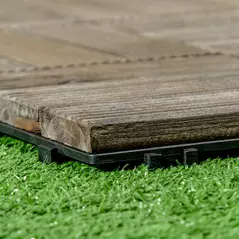 Outsunny 27 Pcs Wooden Interlocking Decking Tiles, Outdoor Flooring Tiles for Patio, Balcony, Terrace, Hot Tub, 30 x 30 cm per Piece, 2.5㎡ per Pack, Charcoal Grey - 9