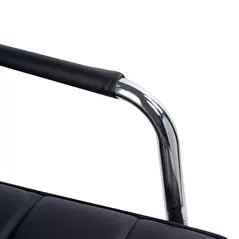 Vinsetto Makeup Vanity Chair, PU Leather Mid Back Office Chair with Adjustable Height, Armrest and Rolling Wheels, Black - 8