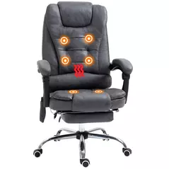 Vinsetto Heated 6 Points Vibration Massage Executive Office Chair Adjustable Swivel Ergonomic High Back Desk Chair Recliner with Footrest Dark Grey - 1