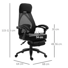 Vinsetto Office Chair with Footrest,High Back Swivel Desk Chair with Adjustable Height and Headrest for Home Office, Black - 3