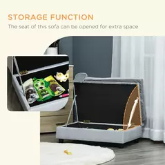 PawHut Pet Sofa Chair, with Storage, Cushion, for Small Dogs, Cats - Light Grey - 6