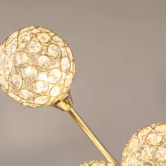 HOMCOM Crystal Floor Lamps for Living Room Bedroom with 5 Light, Modern Upright Standing Lamp, 34x25x156cm, Gold Tone - 8