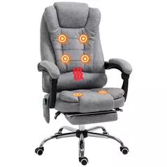 Vinsetto Heated 6 Points Vibration Massage Executive Office Chair Adjustable Swivel Ergonomic High Back Desk Chair Recliner with Footrest Grey - 1