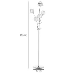 HOMCOM Crystal Floor Lamps for Living Room Bedroom with 5 Light, Modern Upright Standing Lamp, 34x25x156cm, Silver - 3