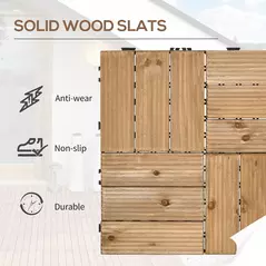 Outsunny 27 Pcs Wooden Interlocking Decking Tiles, Outdoor Flooring Tiles for Patio, Balcony, Terrace, Hot Tub, 30 x 30 cm per Piece, 2.5㎡ per Pack, Brown - 4