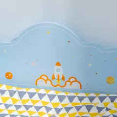 ZONEKIZ Space Themed Toddler Bed, Kids Bedroom Furniture, with Safety Rails - Blue - 8