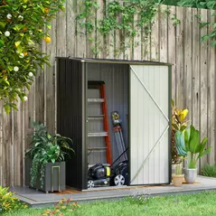 Outsunny 5.3 x 3.1ft Corrugated Steel Garden Shed - Black - 2