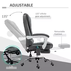 Vinsetto Heated 6 Points Vibration Massage Executive Office Chair Adjustable Swivel Ergonomic High Back Desk Chair Recliner with Footrest Grey - 5