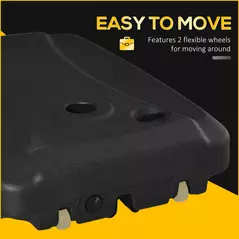 Outsunny Parasol Base, Water and Sand Filled, Up to 75kg, Portable Umbrella Stand Weights for Cantilever Banana Parasol with Wheels, Black - 7