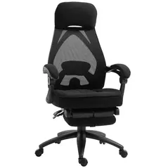 Vinsetto Office Chair with Footrest,High Back Swivel Desk Chair with Adjustable Height and Headrest for Home Office, Black - 1