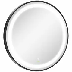 kleankin Round LED Bathroom Mirror, Dimmable Lighted Wall-Mounted Mirror with 3 Temperature Colours, Memory Function, Hardwired - 1