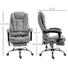 Vinsetto Heated 6 Points Vibration Massage Executive Office Chair Adjustable Swivel Ergonomic High Back Desk Chair Recliner with Footrest Grey - 3
