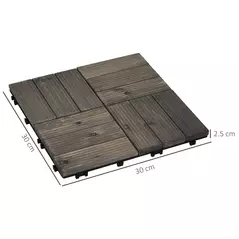 Outsunny 27 Pcs Wooden Interlocking Decking Tiles, Outdoor Flooring Tiles for Patio, Balcony, Terrace, Hot Tub, 30 x 30 cm per Piece, 2.5㎡ per Pack, Charcoal Grey - 3