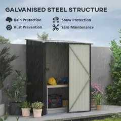 Outsunny 5.3 x 3.1ft Corrugated Steel Garden Shed - Black - 4