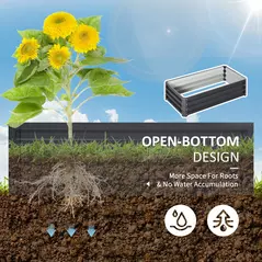 Outsunny Raised Beds for Garden, Galvanized Outdoor Planters, for Herbs and Vegetables, Use for Patio, Backyard, Balcony, Grey - 5